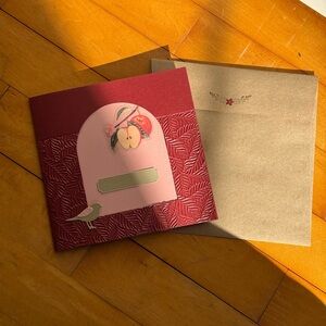 Red and Pink Decorative Card with Envelope and matching bracelet gift set
